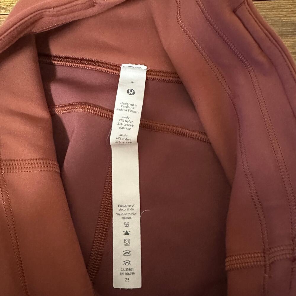 LULULEMON Everlux and Mesh High-Rise Tight 25" Dark Terracotta Size 4 - Picture 7 of 9